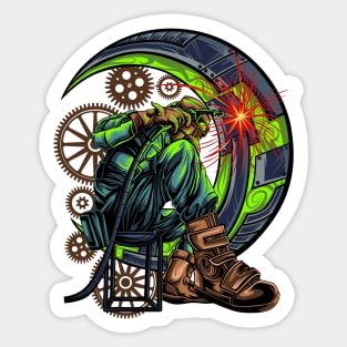 Welder Moon 2 Sticker